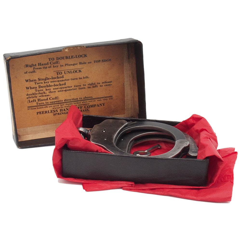 1942 - Peerless Handcuff Company - Chain Link Blued Handcuffs