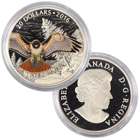 2016 $20 Regal Red Tailed Hawk Proof Coin in Capsule w/ C.O.A.