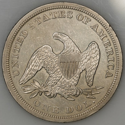 1844 Seated Liberty Dollar - About Uncirculated (rim nicks)