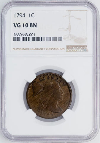 1794 Head of 1795 Liberty Cap Large Cent - NGC VG 10 BN