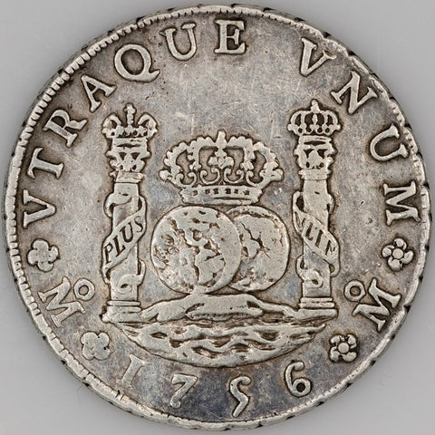 Mexcio - 1756-MM "Pillar Dollar" 8 Reales - KM.104.2 - Very Fine+