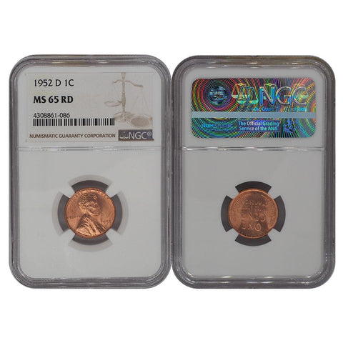 1952-D Lincoln Cent - NGC MS 65 RD