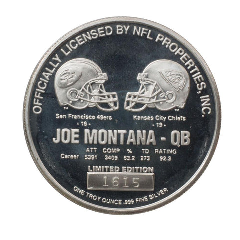 Joe Montana 1oz Commemorative Silver Medallion w/ COA