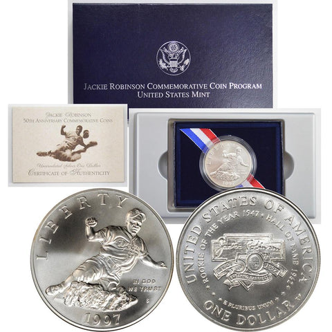 1997-S Uncirculated Jackie Robinson 50th Anniversary Commemorative Coin w/ C.O.A. & O.G.P.