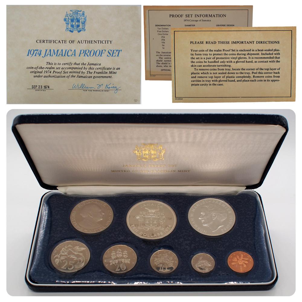 Jamaica Proof Set 銀貨 JAMAICA SILVER PROOF COIN YEAR SET 1976 BY FRANKLIN MINT