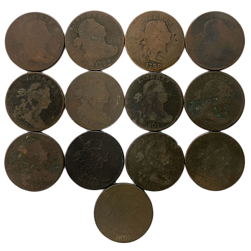 13 Draped Bust (1797-1803) Large Cents - Culls