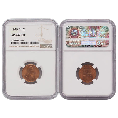 1949-S Lincoln Cent - NGC - MS 66 RD