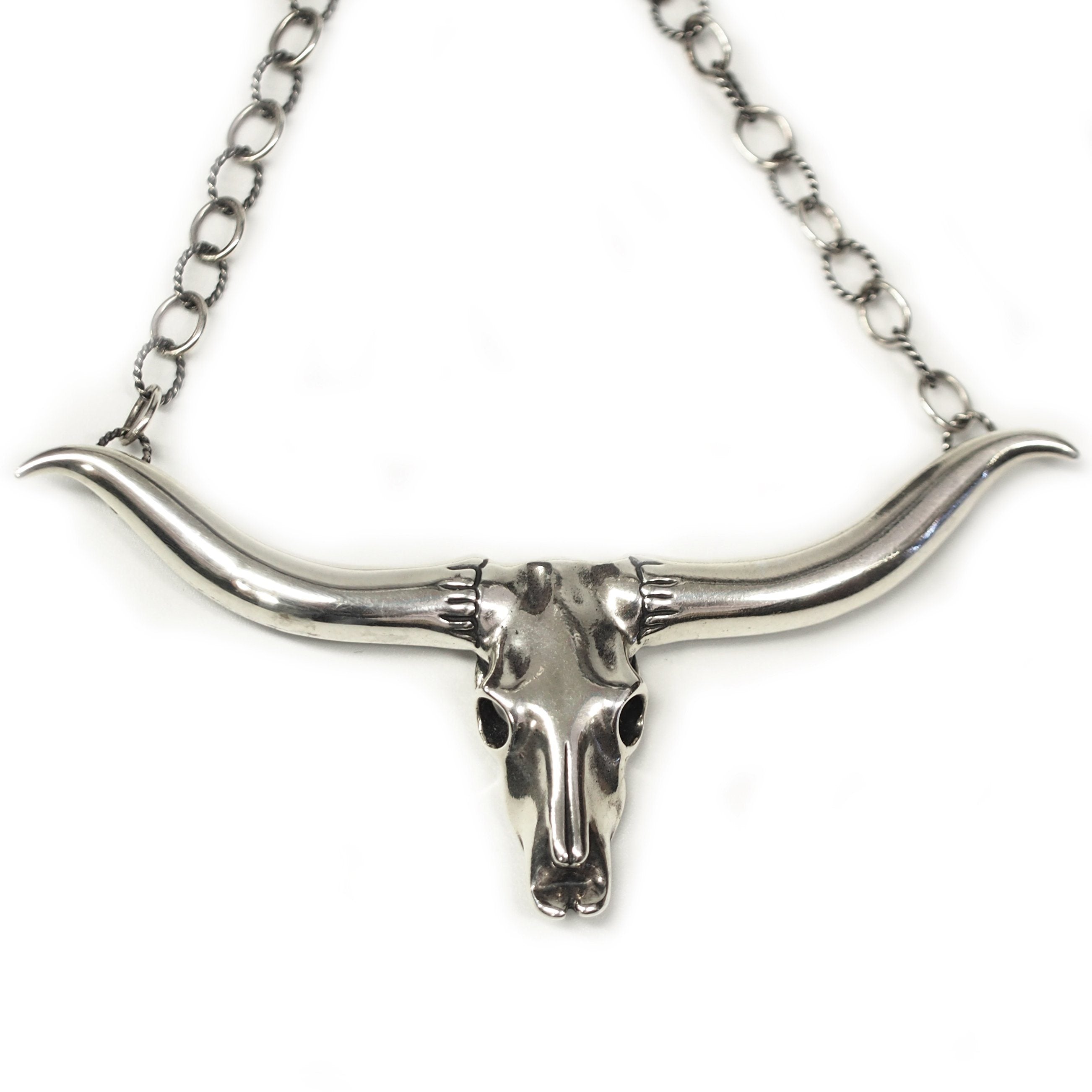 Carolyn Pollack Relios American West Sterling Longhorn Skull Necklace