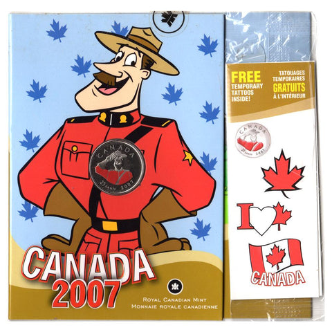 2007 Canada "MacLean of the Mounties" Coloured Coin w/ Temporary Tattoos