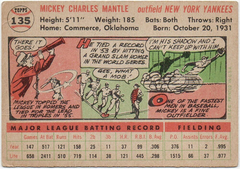 1957 Mickey Mantle Topps #135 Baseball Card - FR
