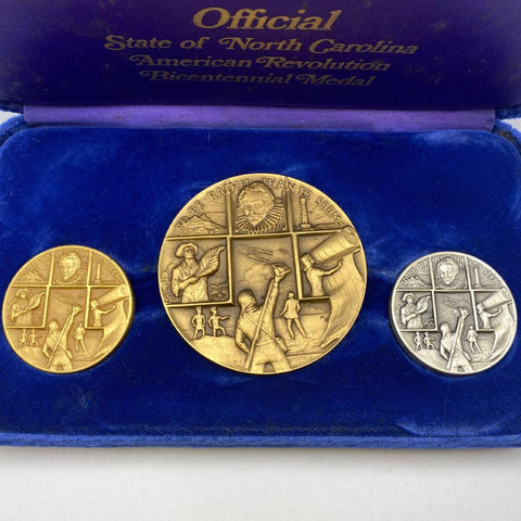 1976 Medallic Arts North Carolina American Revolution Bicentennial 3-Medal Set