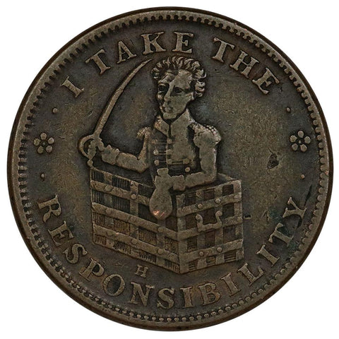 ND (1837-42) I Take The Responsibility/Roman Firmness Hard Times Token HT-72 - Very Fine