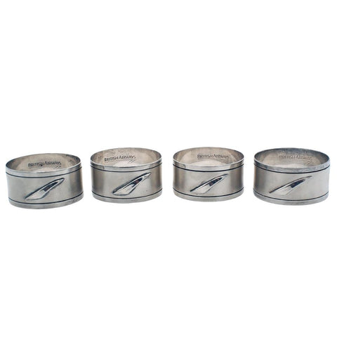 Set of Four Concorde - British Airways Sterling Silver Napkin Ring Holders