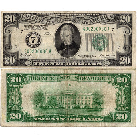 1928 $20 Federal Reserve Note (Chicago District) Fr. 2050-G - Very Fine