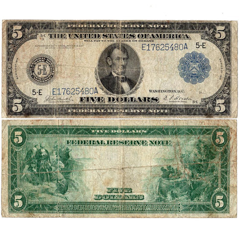1914 $5 Richmond Federal Reserve Note Fr. 862 - Fine
