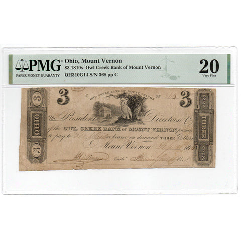 1816 $3 Owl Creek Bank of Ohio - OH-310-G14 - PMG VF 20