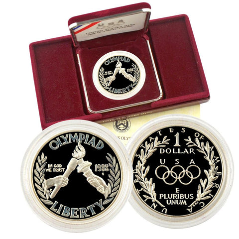 1988-S Olympic Commemorative Silver Dollar in OGP w/ COA