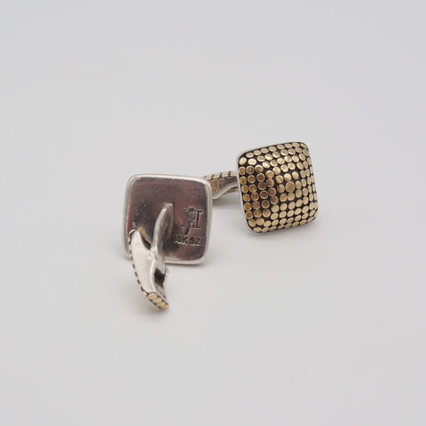 John Hardy. Dot Square Dome. 18K & Sterling Cufflinks