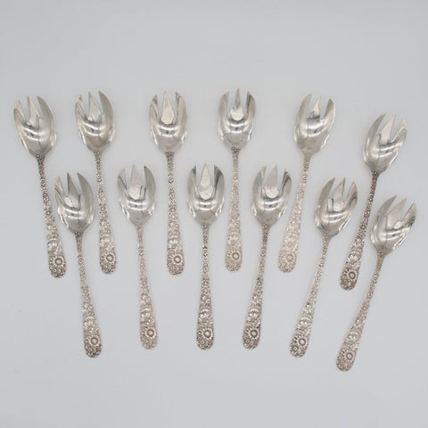 S. Kirk & Son Co. Ice Cream Forks with Monogram Set of 12