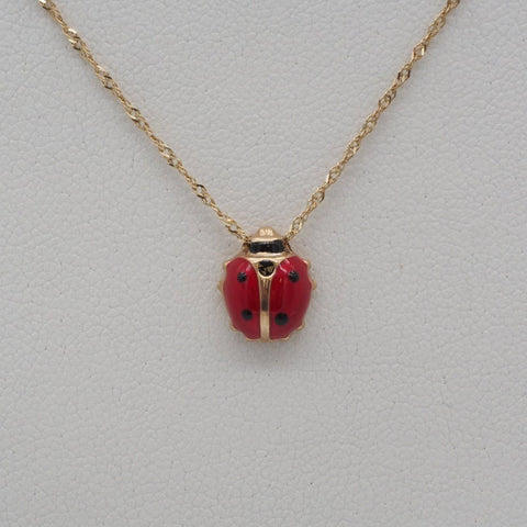 14K Enamel Ladybug Necklace