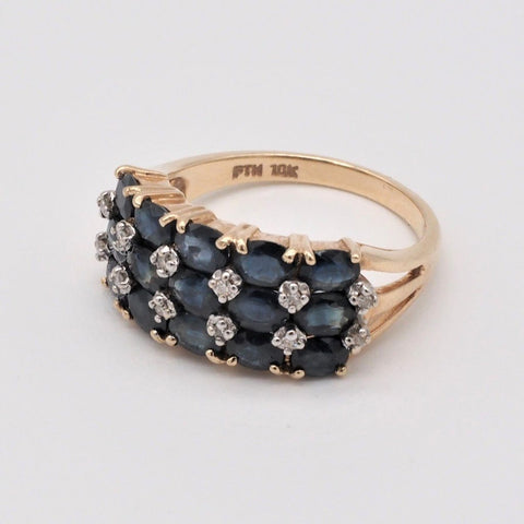 10K Gold Natural Sapphire & Diamond Ring