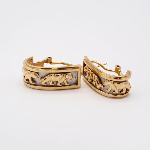 Prowling Panther 14K Yellow & White Gold Earrings