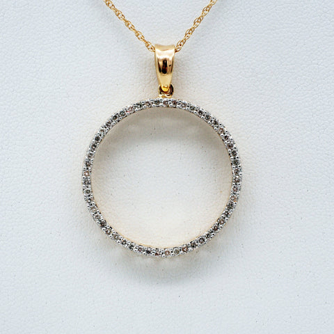 14K Gold Diamond Circle Necklace