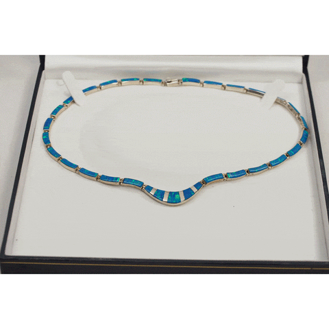 Mexico 950 Silver Opal Necklace, Bracelet, and Earrings Set