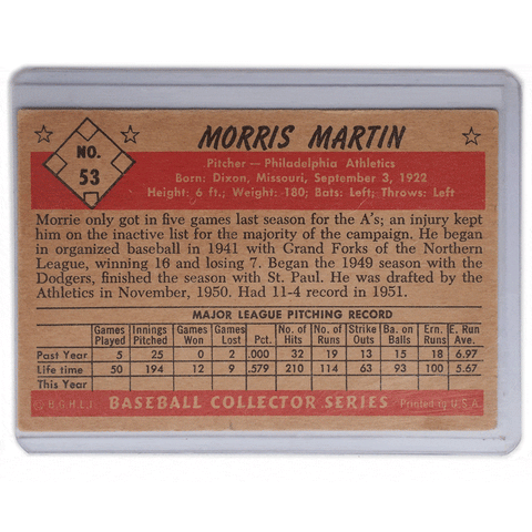 1953 Morris Martin Topps No. 53 VG/EX