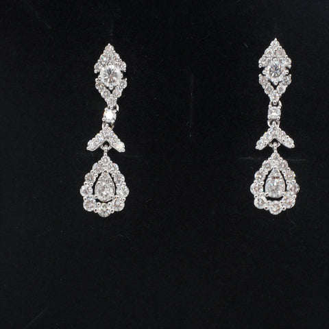 Lady's 18k White Gold Diamond Loop Earrings - Brand New