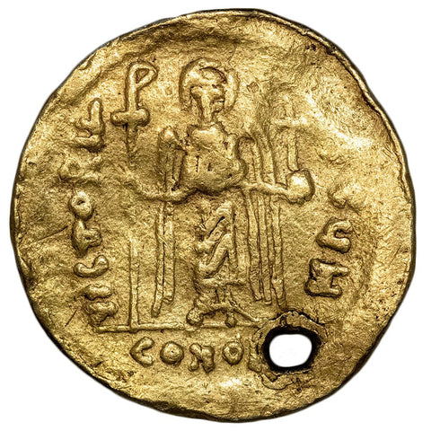 Byzantine Empire, Phocas AV Solidus Constantinople Mint, 602-610 AD, VF (holed)