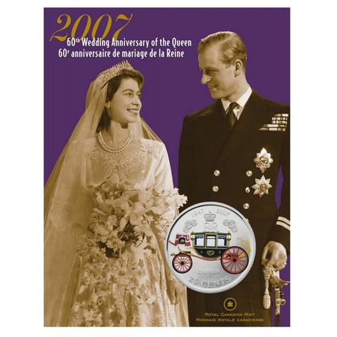 2007 Canada 25 Cents 60th Wedding Anniversary of the Queen Coin