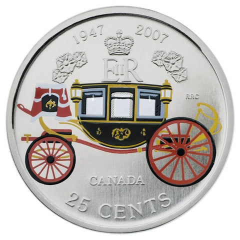 2007 Canada 25 Cents 60th Wedding Anniversary of the Queen Coin
