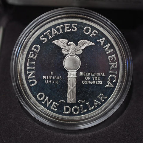1989 Congress Bicentennial Commemorative Proof Silver Dollar - OGP & COA