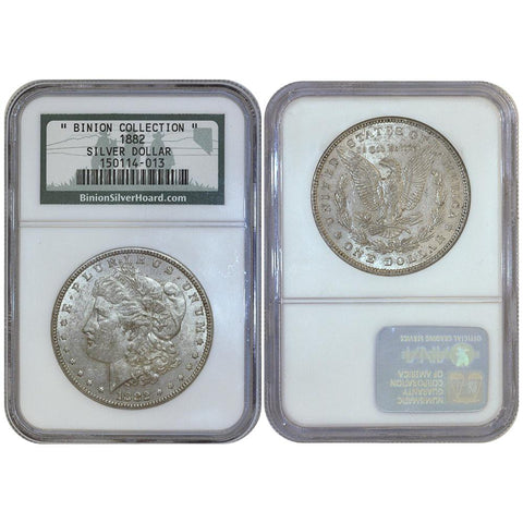 1882 Morgan Dollar "Binion Collection" NGC - A.U. w/ Binion Estate One Pound U.S. Uncirculated Silver Coins