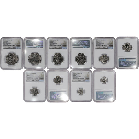 Princess Louisa Shipwreck 5-Coin Pieces of Eight Cob Set (8/4/2/1/Half Reales) - NGC Genuine