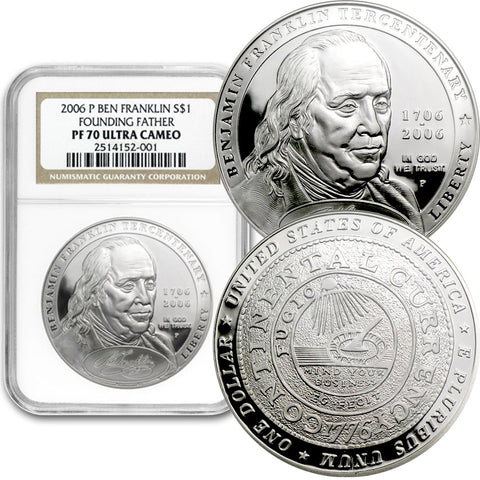 2006-P Ben Franklin Founding Father Commemorative Silver Dollar - NGC PF 70 Ultra Cameo