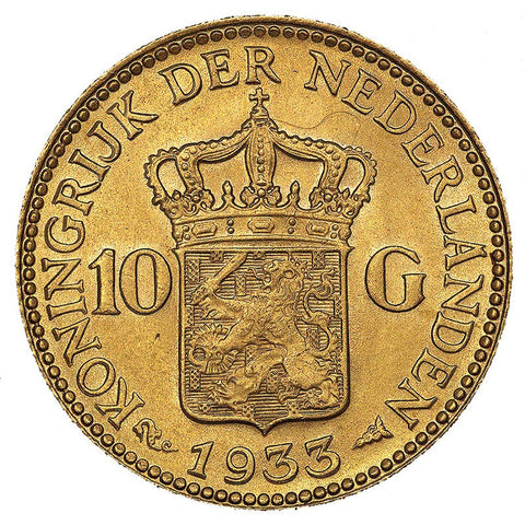 Netherlands 10 Guilder "Queen" Gold Coin - PQ Brilliant Uncirculated