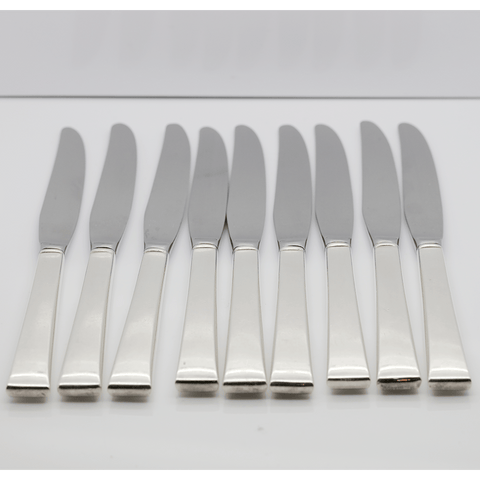Reed & Barton Classic Rose Pie Server, Cheese Knife and 9 Modern Hollow Knives