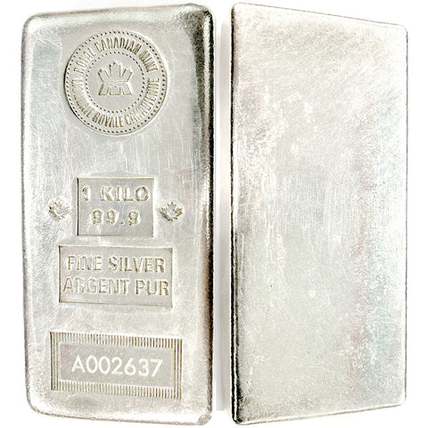 Scarce Royal Canadian Mint 1 Kilo Silver Bullion Bar | 32.15 Ounces Net Pure Silver