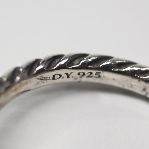 David Yurman Petite Pave Diamond Sterling Silver Cable Ring