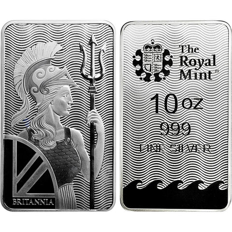 The Royal Mint 10 oz .999 Silver Britannia Bars