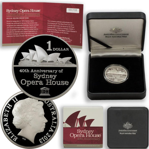 2013 Sydney Opera House 40th Anniversary Silver Proof Coin - Gem Proof in OGP