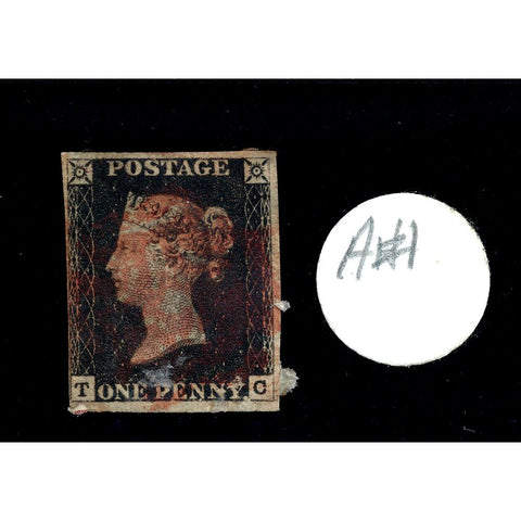 Great Britain 1840 1¢ Penny Black Scott #1 T/C - Used