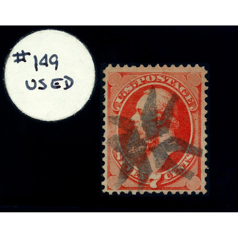 Scott #149 1871 7¢ Edwin Stanton - Used w/ Fancy Cancel Nice VF
