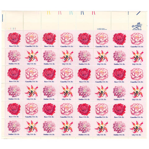 1981 18c Scott #1876-1879 Flowers Sheet (48) - MNH