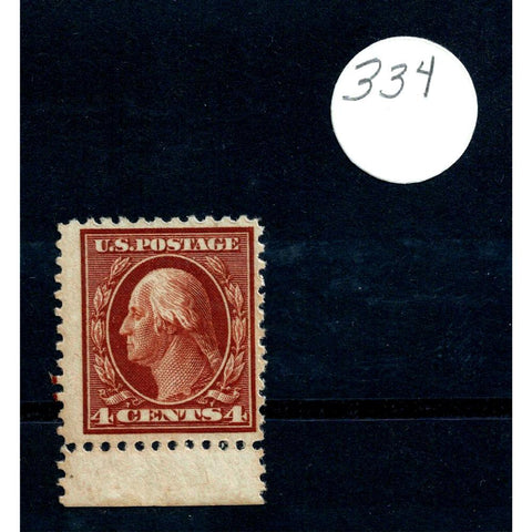 Scott #334 1908 4¢George Washington - F/VF NH OG