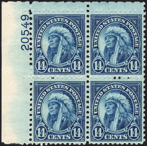 Scott #565 14¢ American Indian Block of Four - Mint OG N.H. VF