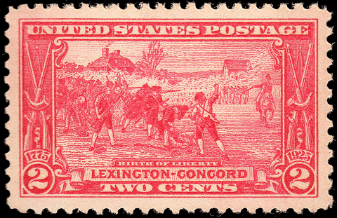 Scott #618 1925 Lexington-Concord 2¢ Carmine - OG N.H. VF