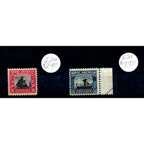 Scott #620-621 1925 2¢ & 5¢ Norse American - Mint NH OG VF